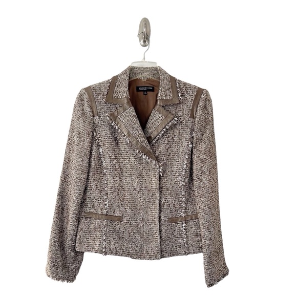 Jones New York Jackets & Blazers - Jones New York Women’s Pewter Brown Boucle Tweed Moto Jacket Size 12